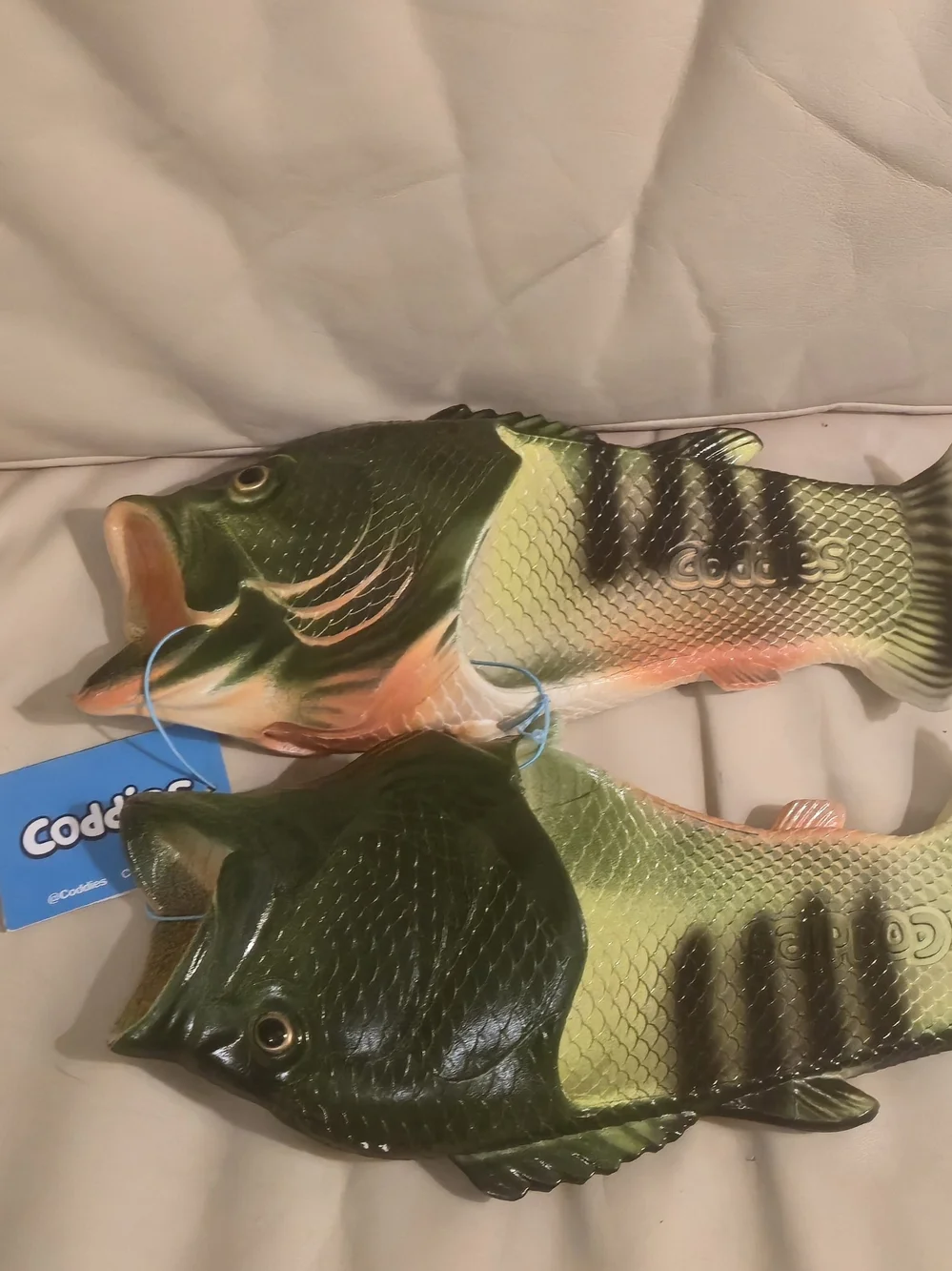 NWT! Coddies Green Fish Flip Flop Slides Shoes, Unisex, Men's 7/8, Women's 9/10